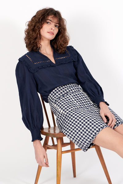 Anna Shirt in Indigo Lace