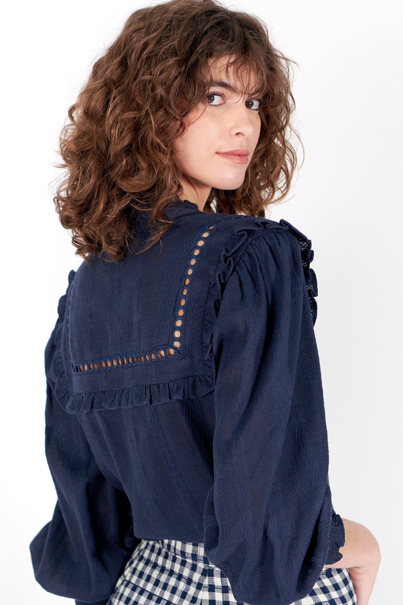 Anna Shirt in Indigo Lace