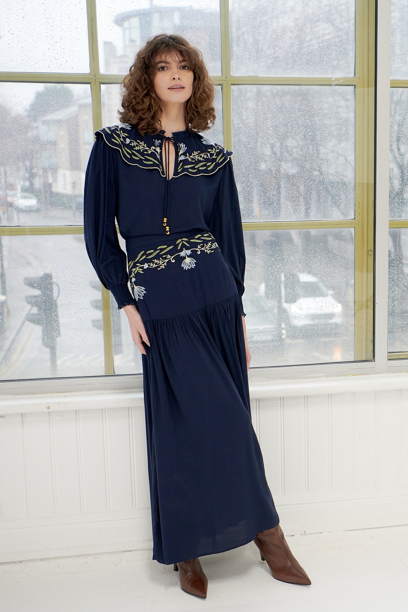 Clara Dress with Folk Embroidery