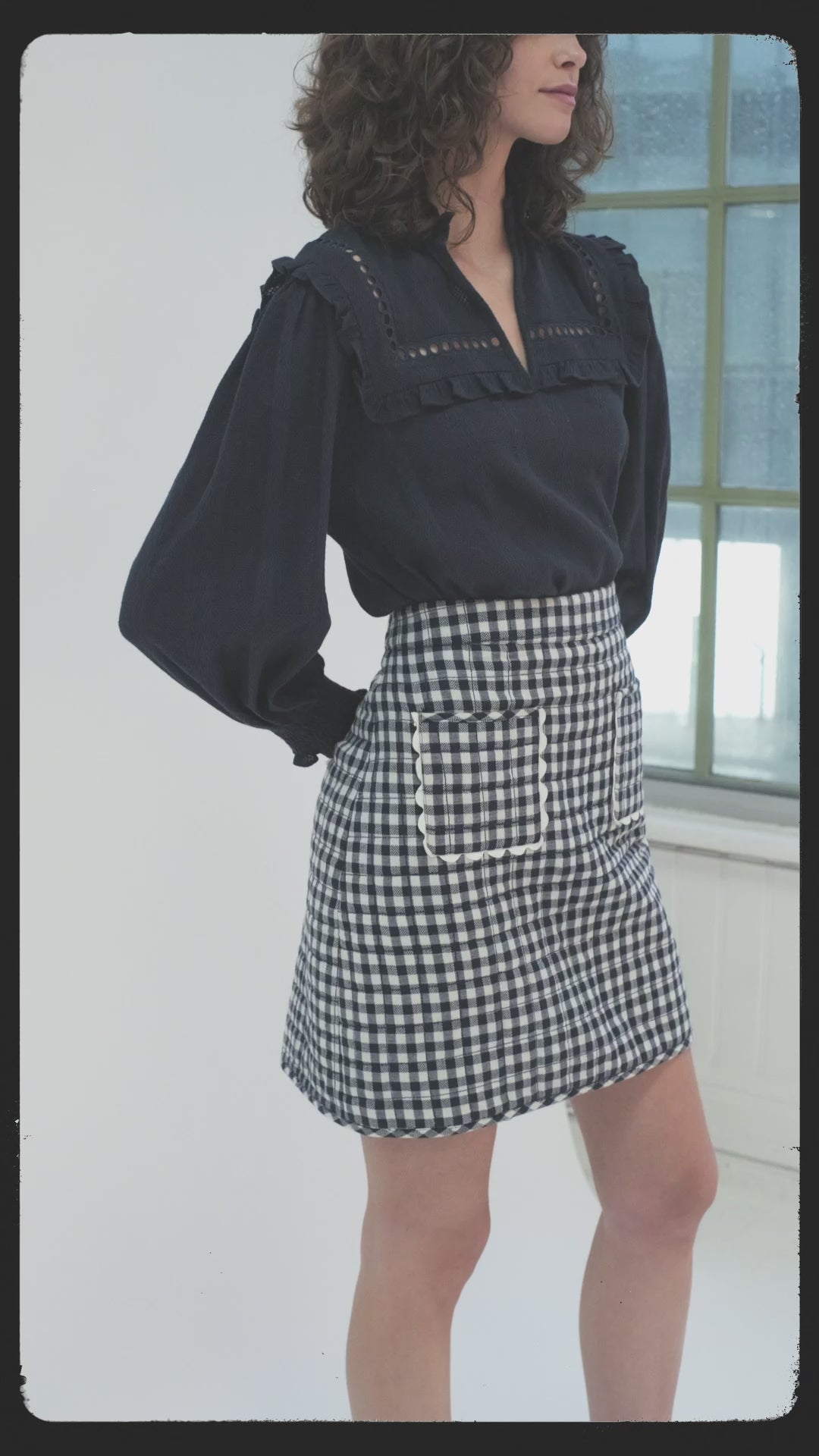 Lucie Skirt in Indigo Gingham