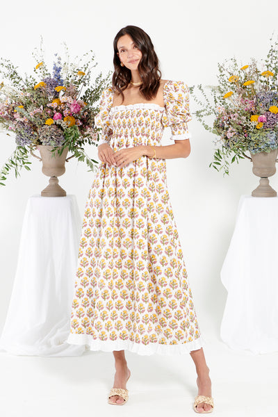 Riva Dress in Daffodil Bouquet