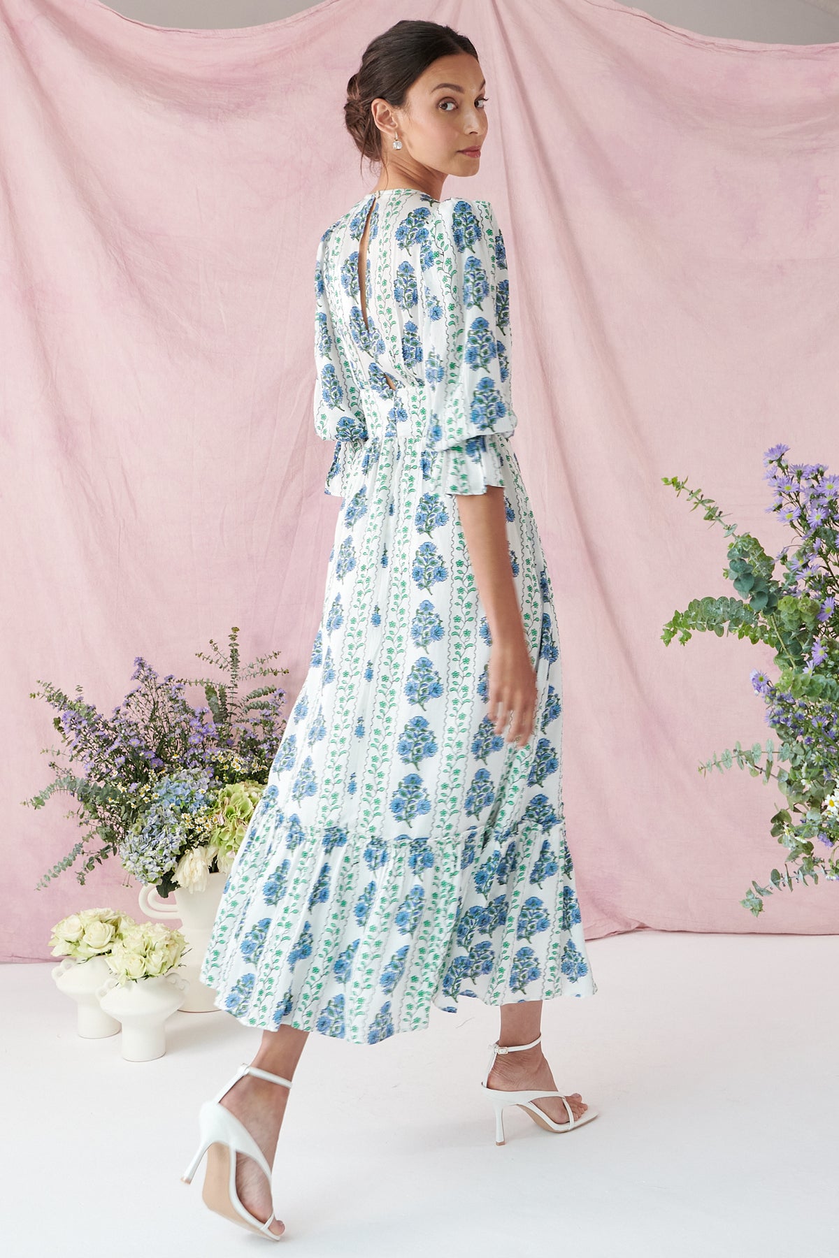 Sophia Dress in Floral Marine